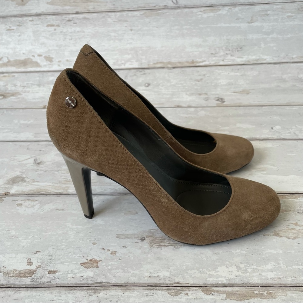 Calvin Klein Dark Tan Brown Heels Pumps size 7